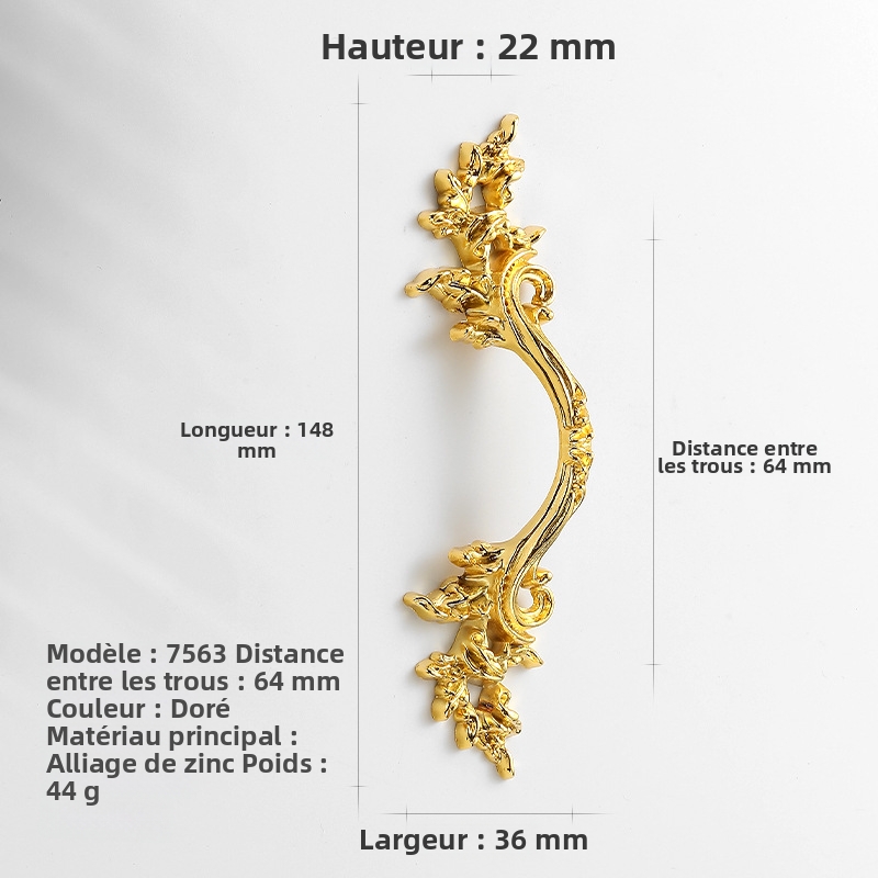 Satz Von 10 Möbelgriffen Im Europäischen Retro-stil Aus Zinklegierung, Goldene Und Antike Silberne Aufhänger Mit Gravierten Mustern, Beschläge Für Schubladen Und Schränke, Lochabstand 64 Mm (modell 75
