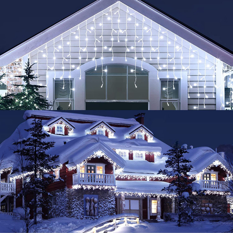 Led-lichtervorhang 10 M, 400 Leds, Weihnachts- Und Festdekoration, Mehrfarbige Solare Eislichterkette Für Innen- Und Außenbereich-lsw