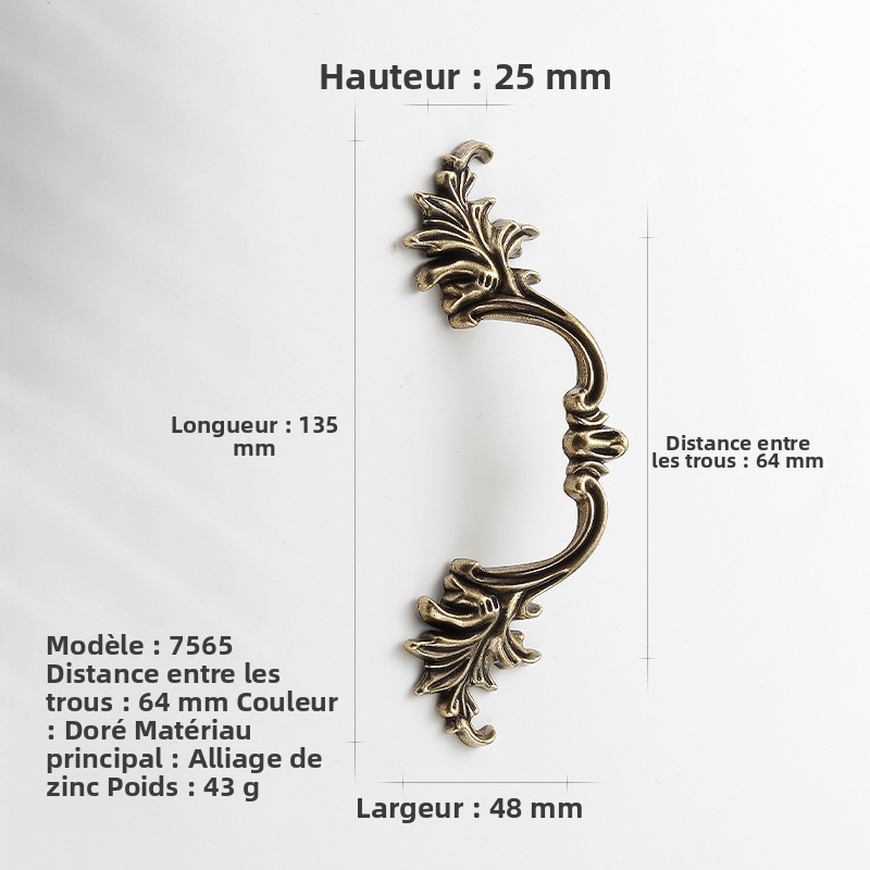 Schranktürgriff Aus Zinklegierung, Europäischer Retro-stil, Goldener Und Antiker Silberner Hänger Mit Gravierten Motiven, Möbel- Und Schubladenbeschläge (modell Messing Finish 7565-64) - 10er-pack-lsw