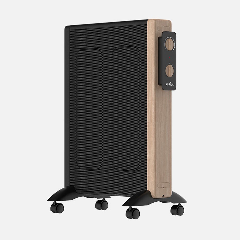 Badin Mika-fernheizung 1500w Schwarz/holz 2pot Anti-kippschutz 3elemente Thermostat Reg. Grif Und Räder 63x44x27cm