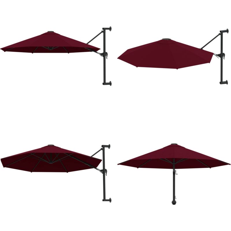Sonnenschirm Zur Wandmontage Mit Metall-mast 300cm Burgunderrot - Wand Sonnenschirm - Burgunderrot - Sonnenschirm Outdoor - Garten Sonnenschirm - Wandschirm - Home & Living