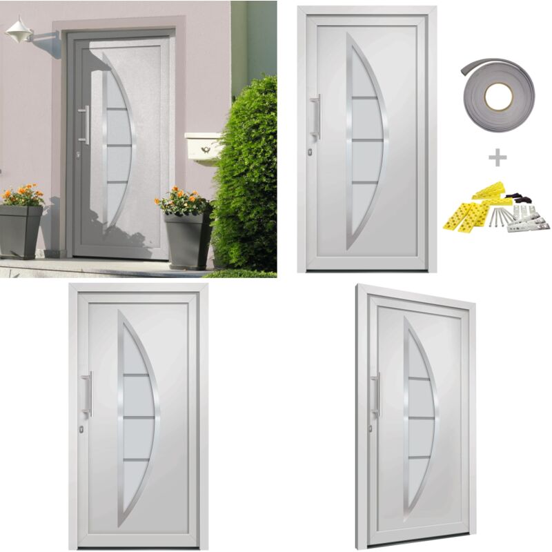Haustür Weiß 98x190 Cm - Sicherheitstür - Haustür - Eingangstür - Weiße Haustür - Aluminiumtür - Home & Living