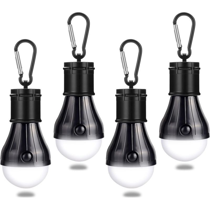 Lampe De Camping Avec Mousqueton - Lampe De Tente - Lampe Led Pour Tente - Idéale Pour Les Voyages, Le Vélo, La Randonnée, La Maison Et La Pêche - Noire