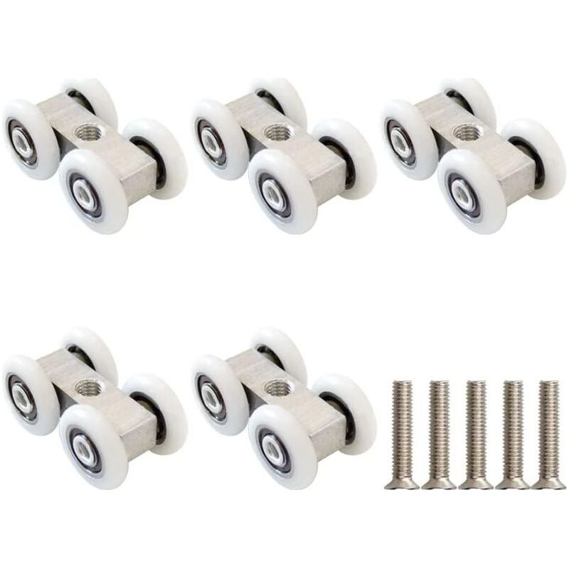 Galets Pour Portes Coulissantes, Jeu De 5 Galets Pour Portes Coulissantes, Galets Pour Portes Coulissantes, Roulements À Billes Pour Rail De 20 Mm, 4 Galets, Galet 42 X 21,5 Mm
