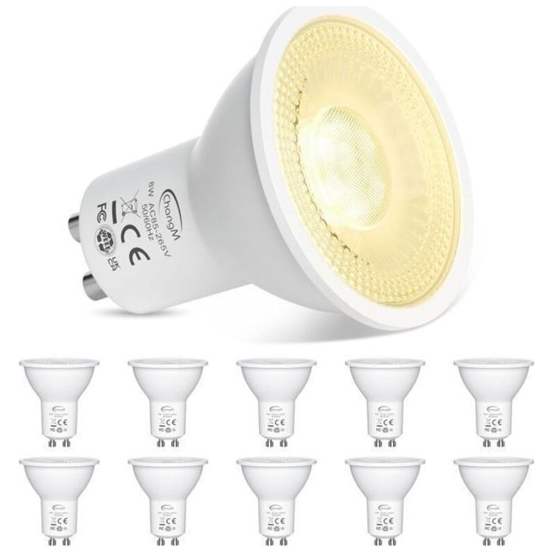 Ampoule Gu10 Led Blanc Chaud 2700k, 7w Équivalent Ampoule Halogène 70w, 720lm, Ampoules Led Spot, Non Réglable, Lot De 10