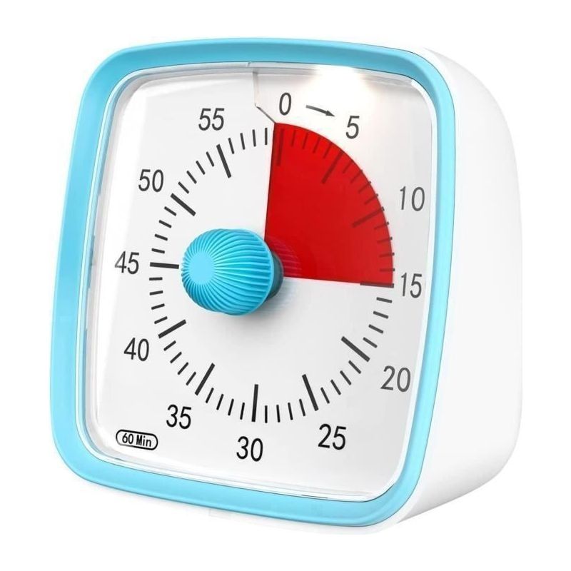 Minuterie Visuelle Avec Veilleuse , Compte À Rebours De 60 Minutes Pour Enfants Adultes (bleu)