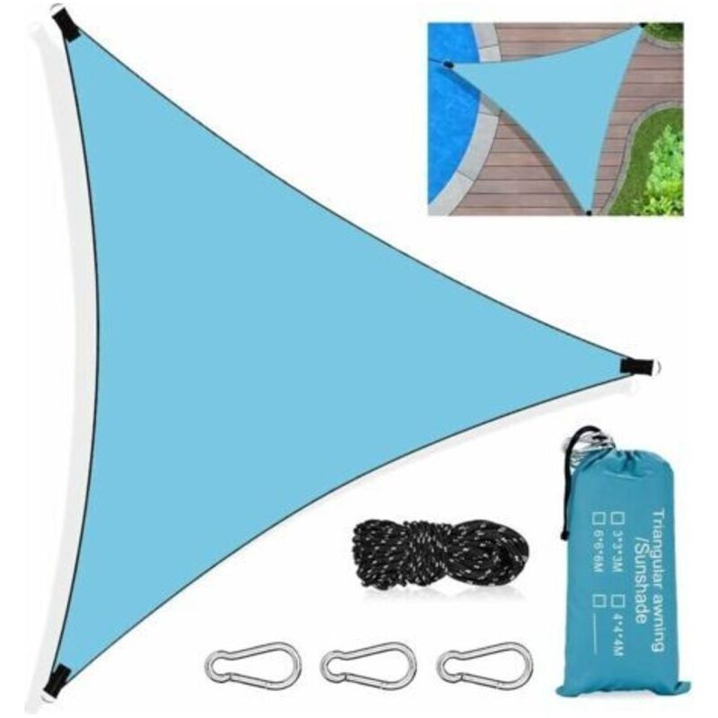 Voile D’ombrage Triangulaire Imperméable 3×3×3 M Hdpe Respirant Avec Protection Uv Bleu Trimec