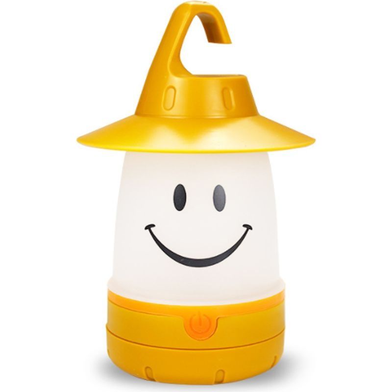Lampe Visage Souriant, Accessoire Créatif Pour Tente D'Enfant, Lampe De Camping, Jaune, Piles Non Incluses