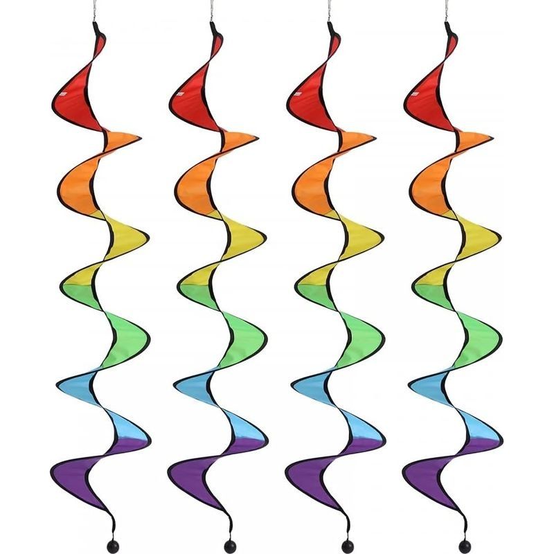 Décorations De Moulins À Vent, Ensemble De 4 Moulins À Vent En Spirale Arc-en-ciel De 43 Pouces, Moulins À Vent Suspendus, Bandes De Moulins À Vent Colorées, Adaptées À La Décoration Extérieure De Jar