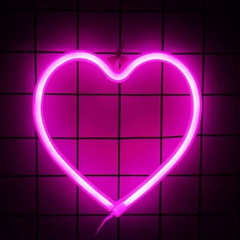 Lumière Néon Rose En Forme De Cœur, 1 Pièce, Néon Led Alimenté Par Piles Ou Usb, Convient Pour Les Fêtes, La Décoration Intérieure, La Décoration De Table Et Murale