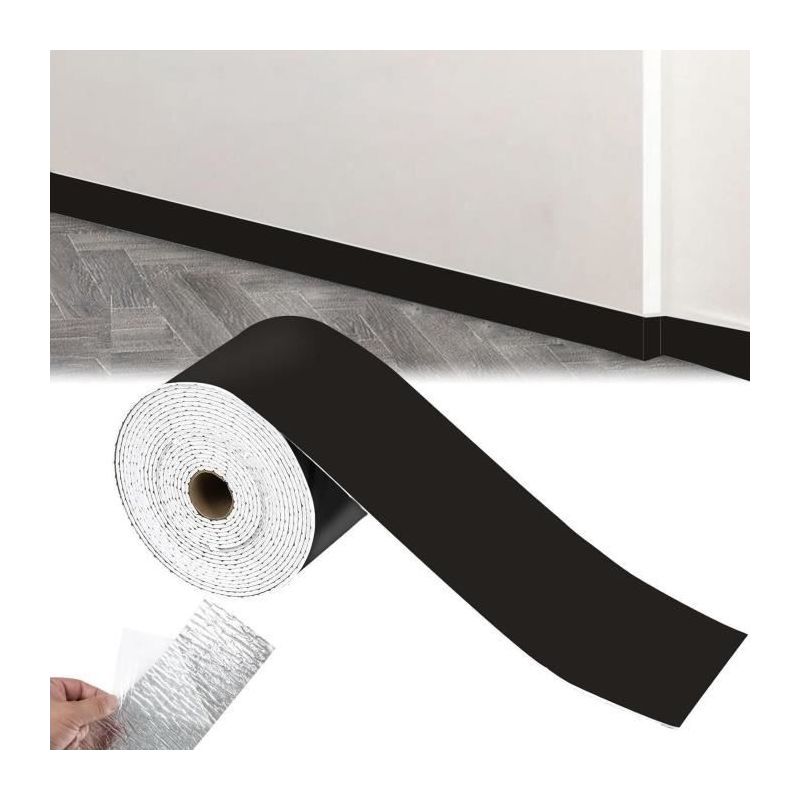 Plinthe Souple Autocollante - 10 Cm X 5 M - Plinthe Flexible Autocollante - Noir