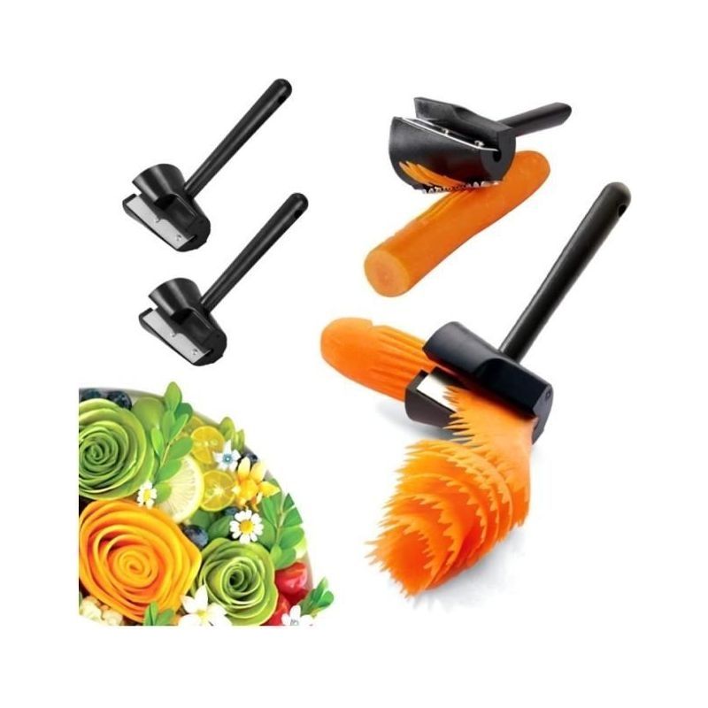 2 Pièces Légumes Coupe Spiralizer Éplucheuse - Rouleau De Fleurs En Entonnoir En Spirale Trancheuse De Cuisine, Noir-wj