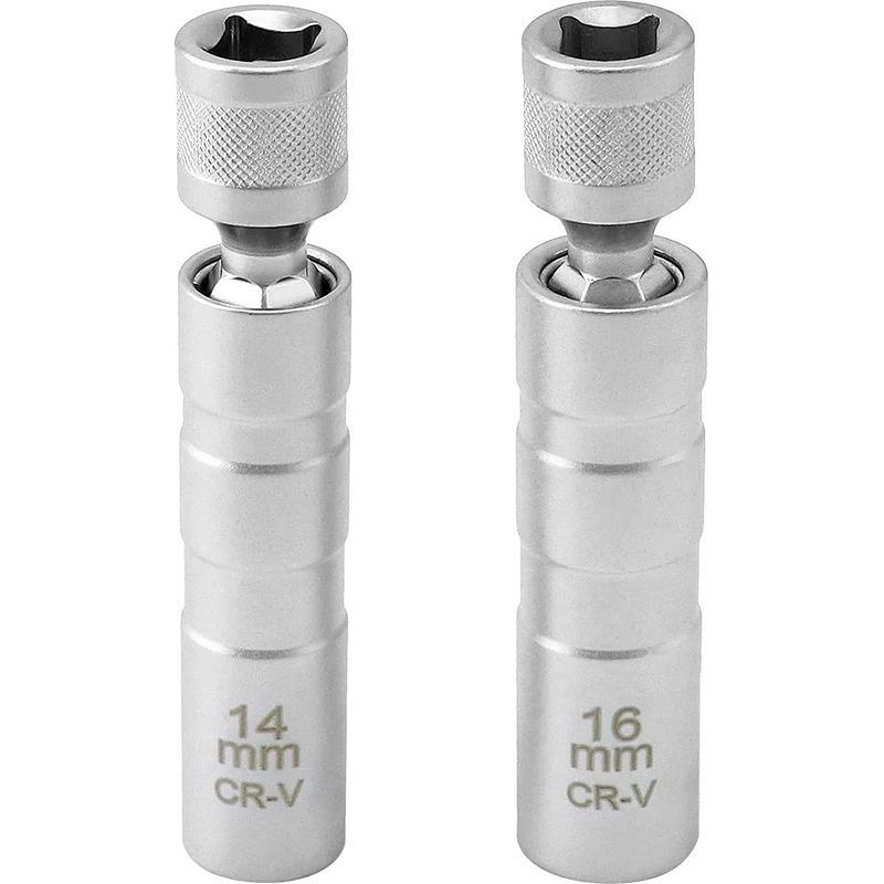 Jeu De 2 Douilles À Bougies Magnétique, 3/8" 12 Points Outil De Retrait De Bougie (14mm & 16mm)