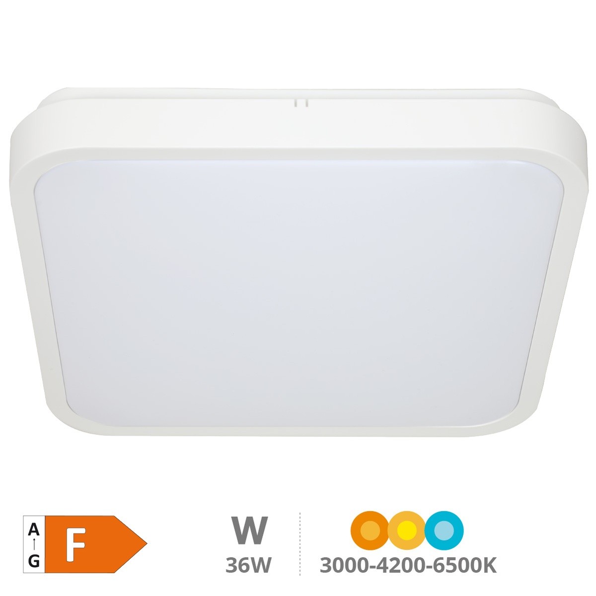 Deckenleuchte Led Andra Quadratisch 36w 3000k Bis 6500k Ip44 Regulierbar Weiß