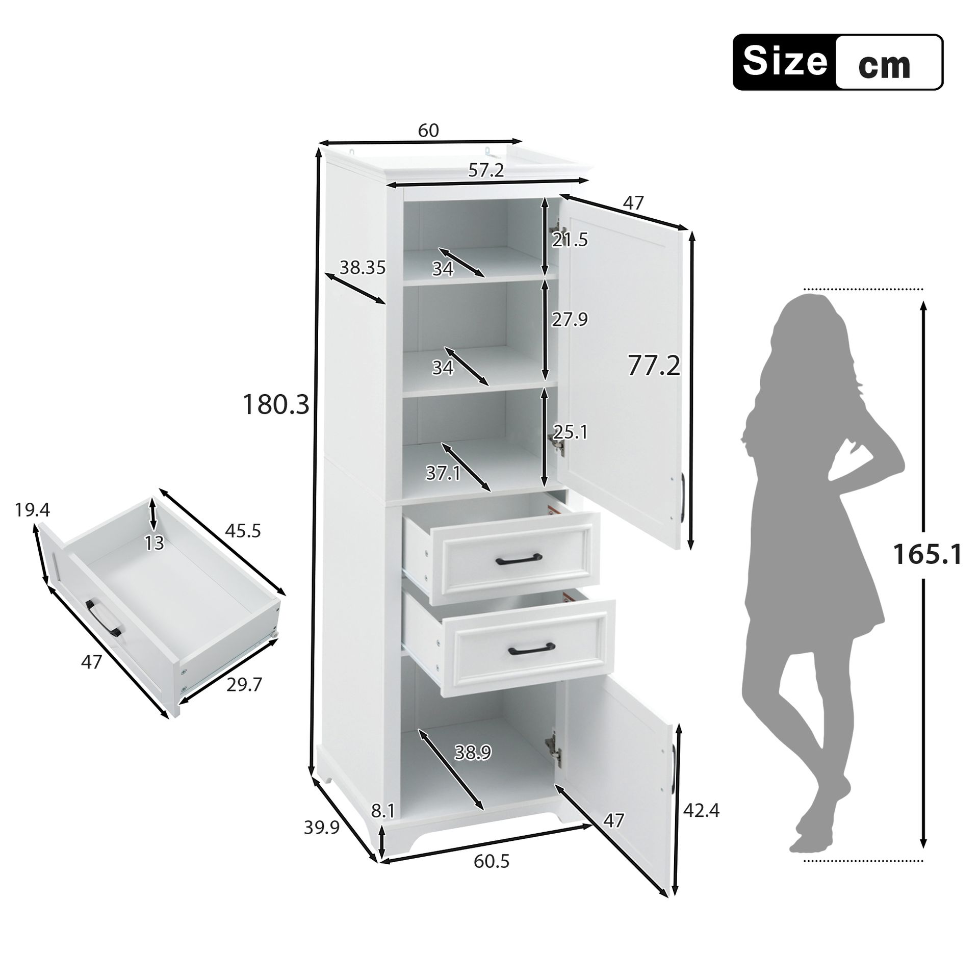 Kleiderschrank Aus Mdf In Weiß 60 X 40 X 180 Cm Homaire