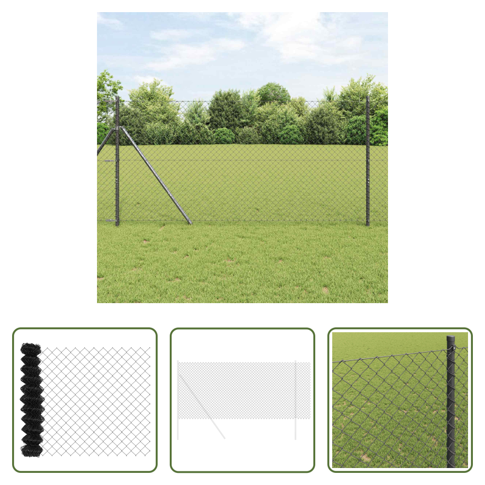 Stahlzaun - Kettenzaun Grau 10 X 1,4 M Stahl