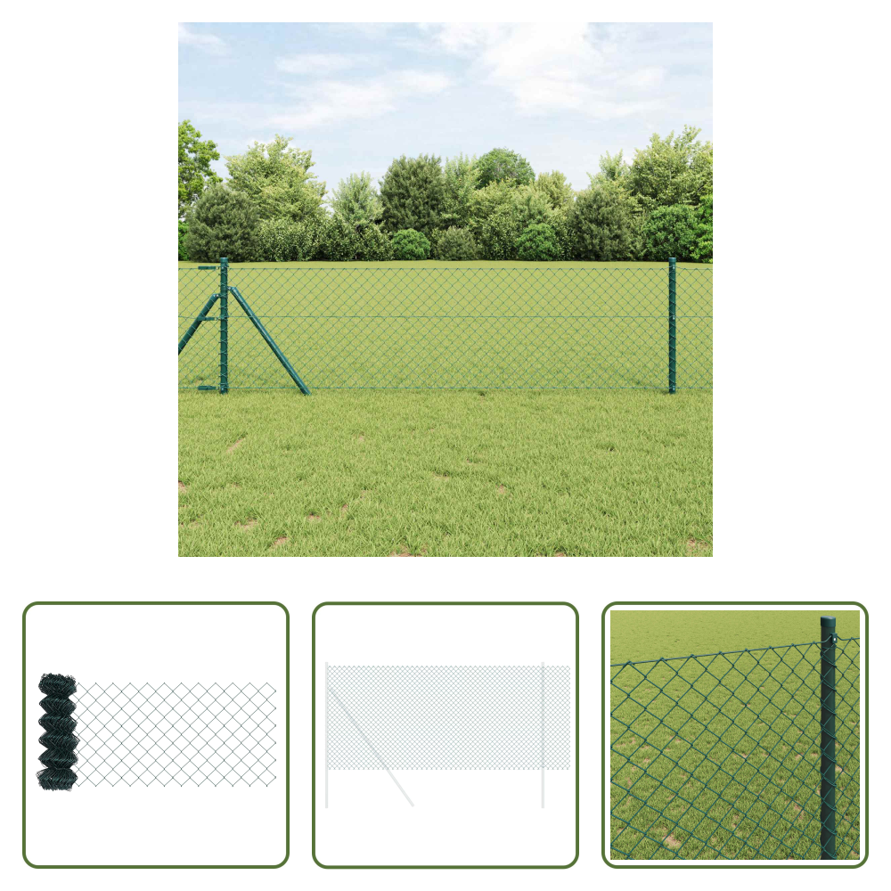 Terrassenzaun - Kettenzaun Grün 10 X 0,6 M Stahl