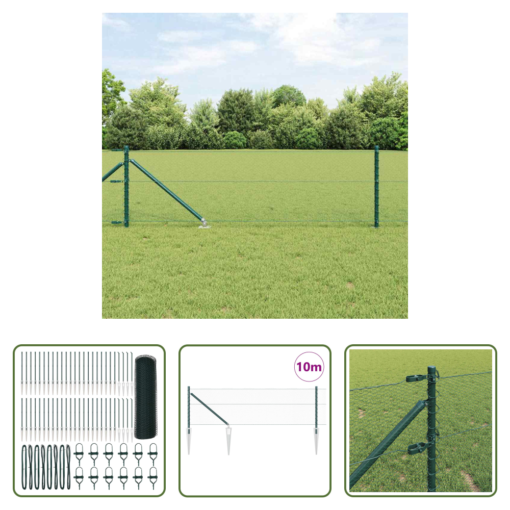 Zaunpfosten - Zaunpfosten Grün 100 X 0,8 M (13 Mm Maschenweite) Stahl Und Pvc