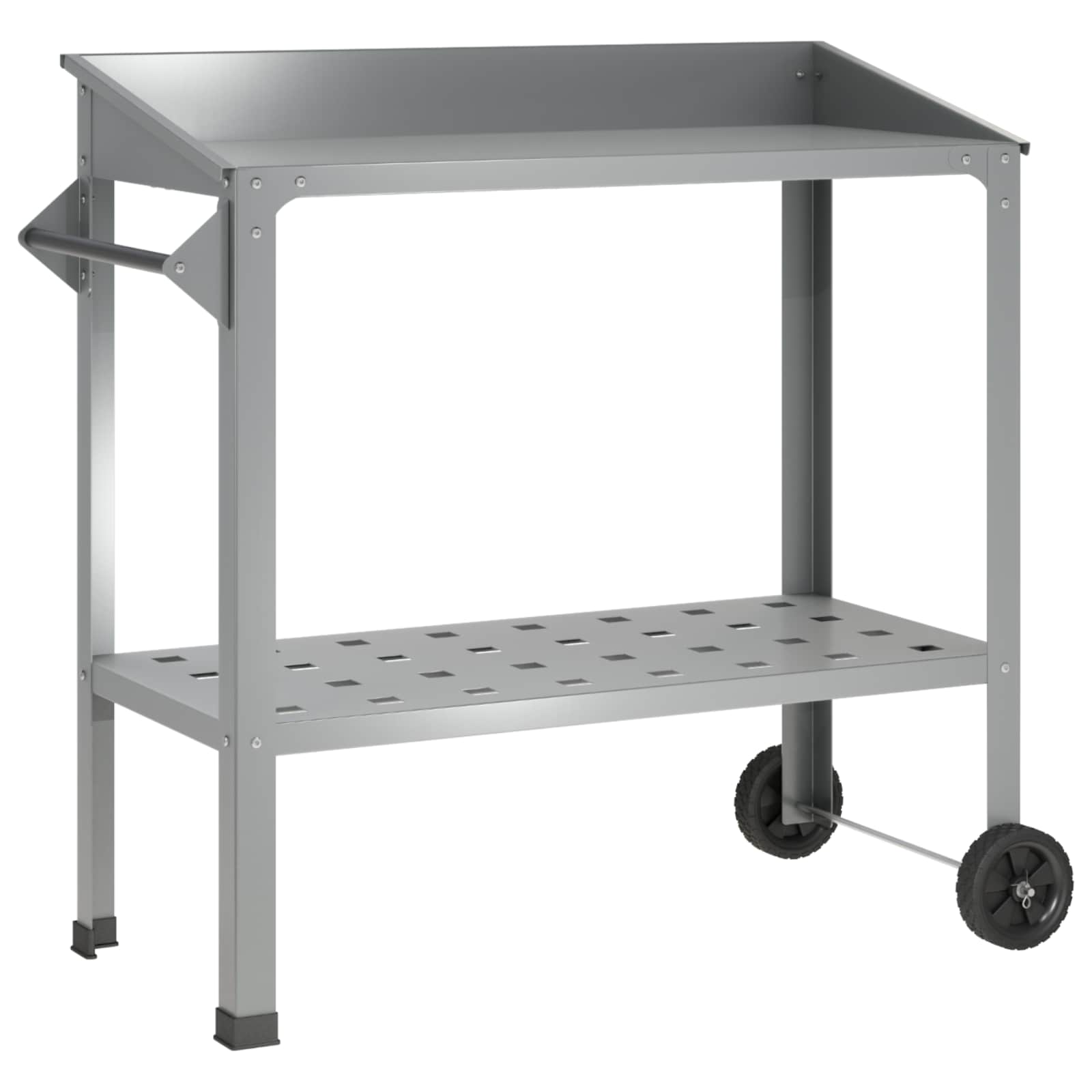 Umtopftisch Mit Rädern Silber 96 X 50 X 89 Cm Verzinkter Stahl Vidaxl
