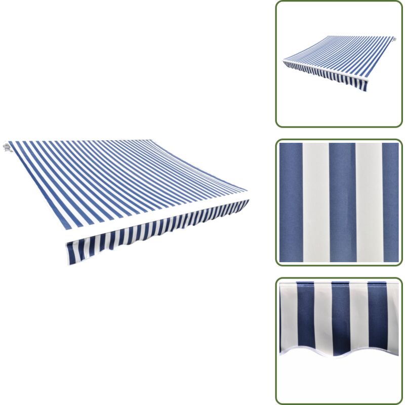 Markisenbespannung Canvas Blau & Weiß 500x300 Cm - Markisenbezug - Markise - Sonnenschutz - Gartenmarkise - Terrassenschirm