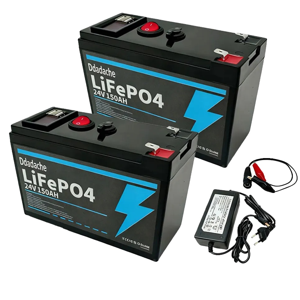 Lithium-batterie, 150ah Kapazität, 4000+ Zyklen, 24v 150ah-ladegerät X2