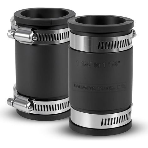 2 Stück Flexible Schlauchtüllen, Ø 40 Mm Fittings Für Rohre Mit Einem Außendurchmesser Von 36-43 Mm, Mit Edelstahlklemmen
