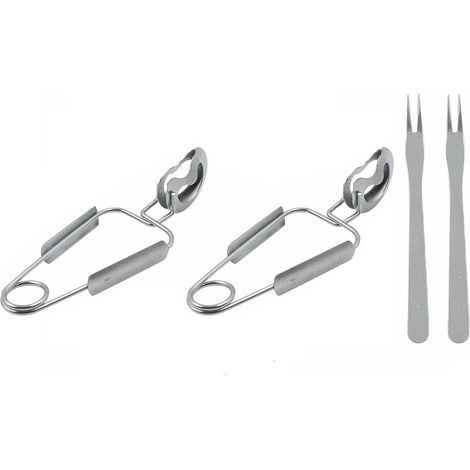 2 Schneckenzangen + 2 Edelstahlgabeln – Professionelles Schneckenbesteck-set Für Schalentiere Und Krustentiere (krabben, Hummer) – Ideal Für Zuhause, Restaurants Und Hotels