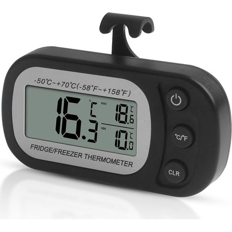 Digitales Kühlschrankthermometer – Funktion Zur Aufzeichnung Von Maximal- Und Minimaltemperaturen – Wasserdicht – Für Kühl-/gefrierschränke (schwarz)