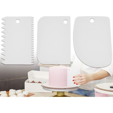 Set Mit 3 Kunststoff-knete-spateln. Gezahnter Spatel Zum Abkratzen Von Kuchen. Strukturierter Teigspatel Zum Kochen, Backen Und Dekorieren Von Rändern.