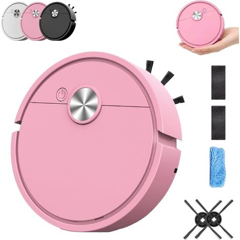 Auto-saugroboter, Mini-saugroboter, 3-in-1-akku-smart-roboter (saugen Und Wischen), Leiser Multifunktions-staubsauger Für Hartböden Und Haustiere (pink, Wiederaufladbar)