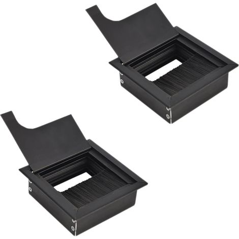 2 Stück Versenkte Kabeltüllen, Quadratische Versenkte Kabeltüllen, Kabeltüllen-abdecklöcher, Für Schreibtische, Mit Bürstendichtung (schwarz)