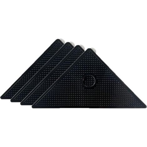 Set Mit 8 Wiederverwendbaren Und Waschbaren, Dreieckigen Anti-rutsch-pads Mit Hochwertigem Pu-gel Für Große, Schwere Teppiche Auf Laminatböden Im Haus Oder Büro. Schwarz (8 Stück)