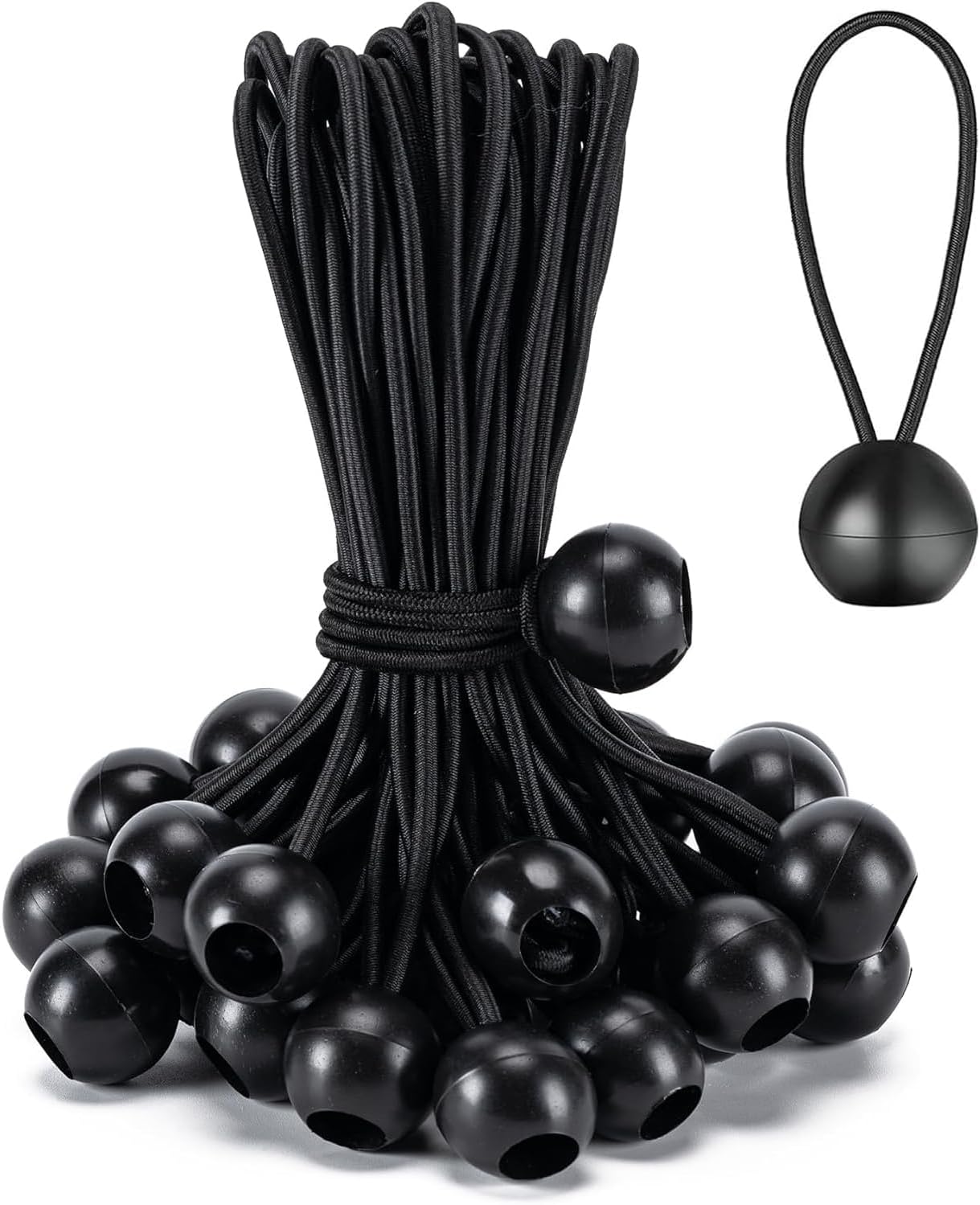 Elastisches Bungee-seil – 30er-pack – 10 Cm Schwarzes Gummi – Kugelgelenkbefestigung – Für Planen Und Zelte