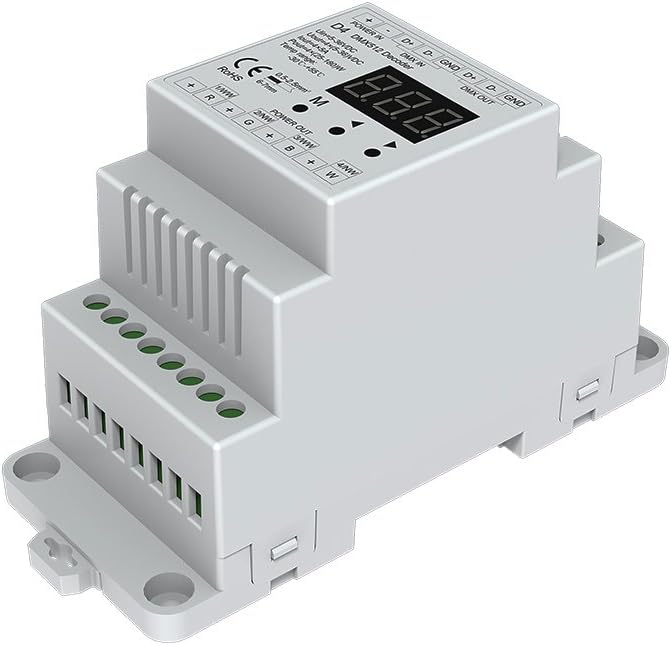 4-kanal-dmx512-decoder – Konstantspannung 5–36 V – Rgb/rgbw-steuerung – Din-schienenmontage – 115 X 48 X 67 Mm