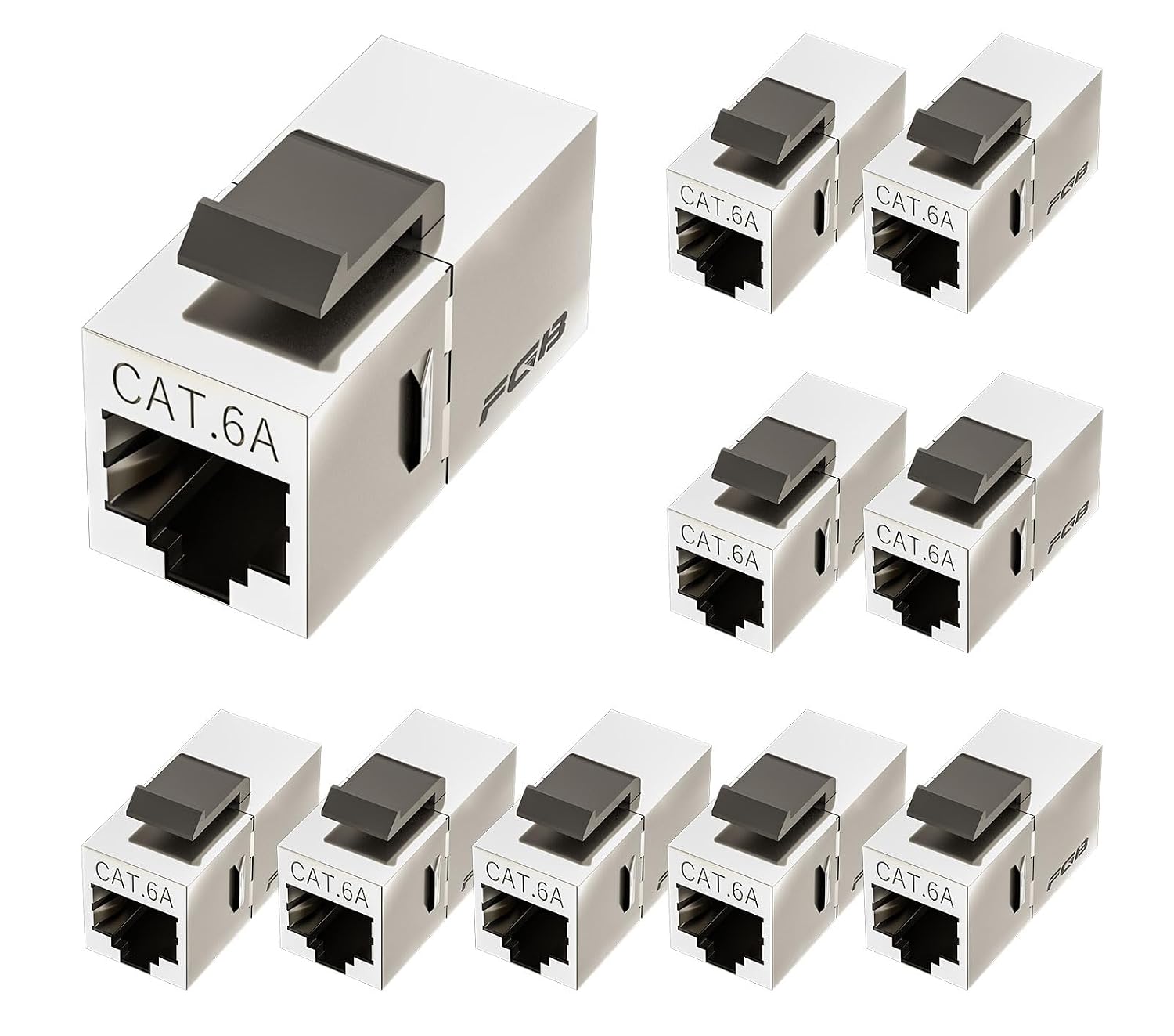 Keystone Cat6a-kupplung – 10er-pack – Geschirmtes Metall – Rj45-buchse – Heimnetzwerk – Silber