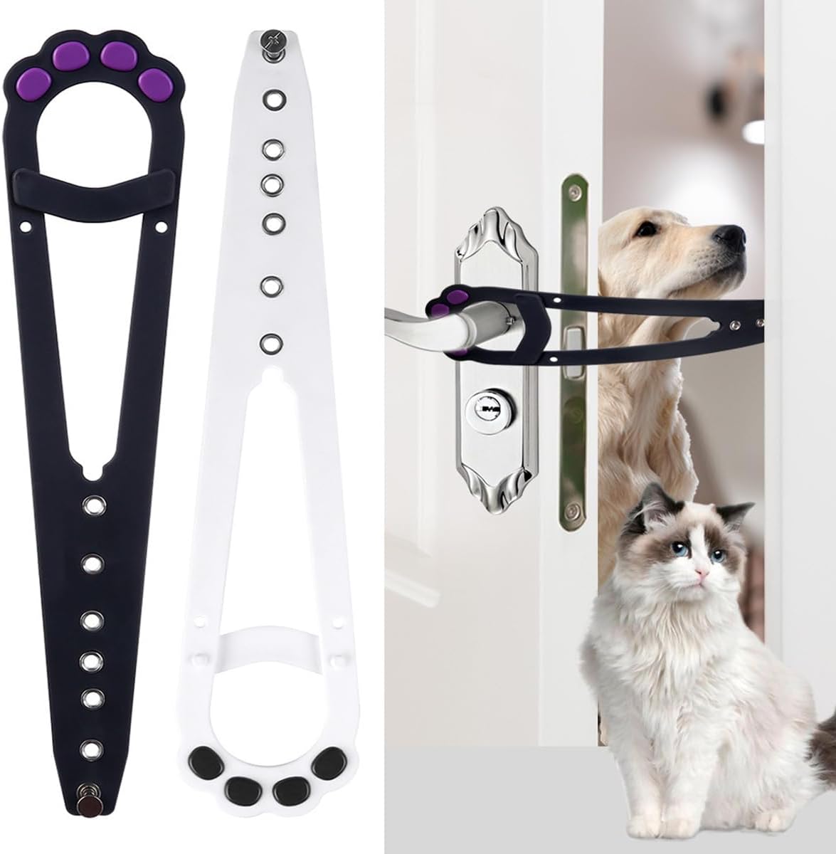 Katzenklappenriegel – 2 Stück – Abs Und Edelstahl – Verstellbar Von 3,8 Cm Bis 15,2 Cm – Für Katzen Und Hunde – Weiß Und Schwarz