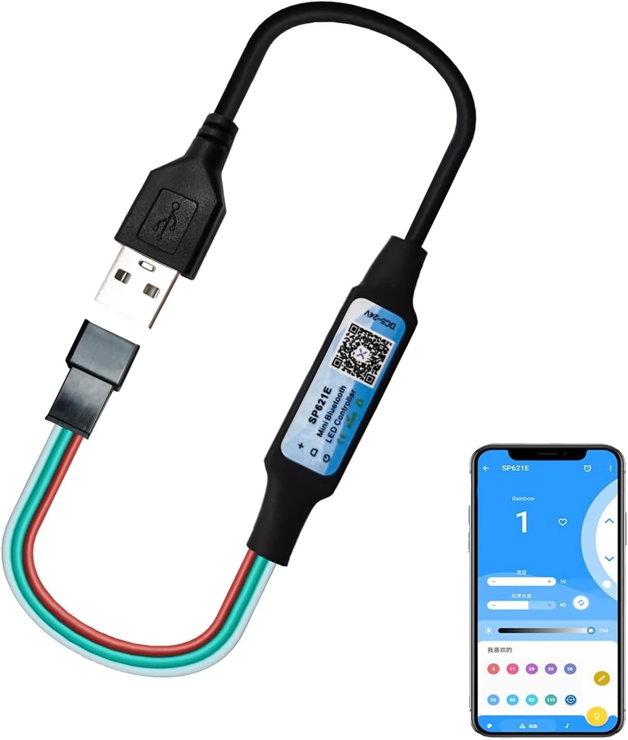 Sp621e Bluetooth-led-controller – 1 Stück – Schwer Entflammbarer Kunststoff – Rgb-musikeffekte – Für Ws2811/ws2812b-streifen – 5–24 V