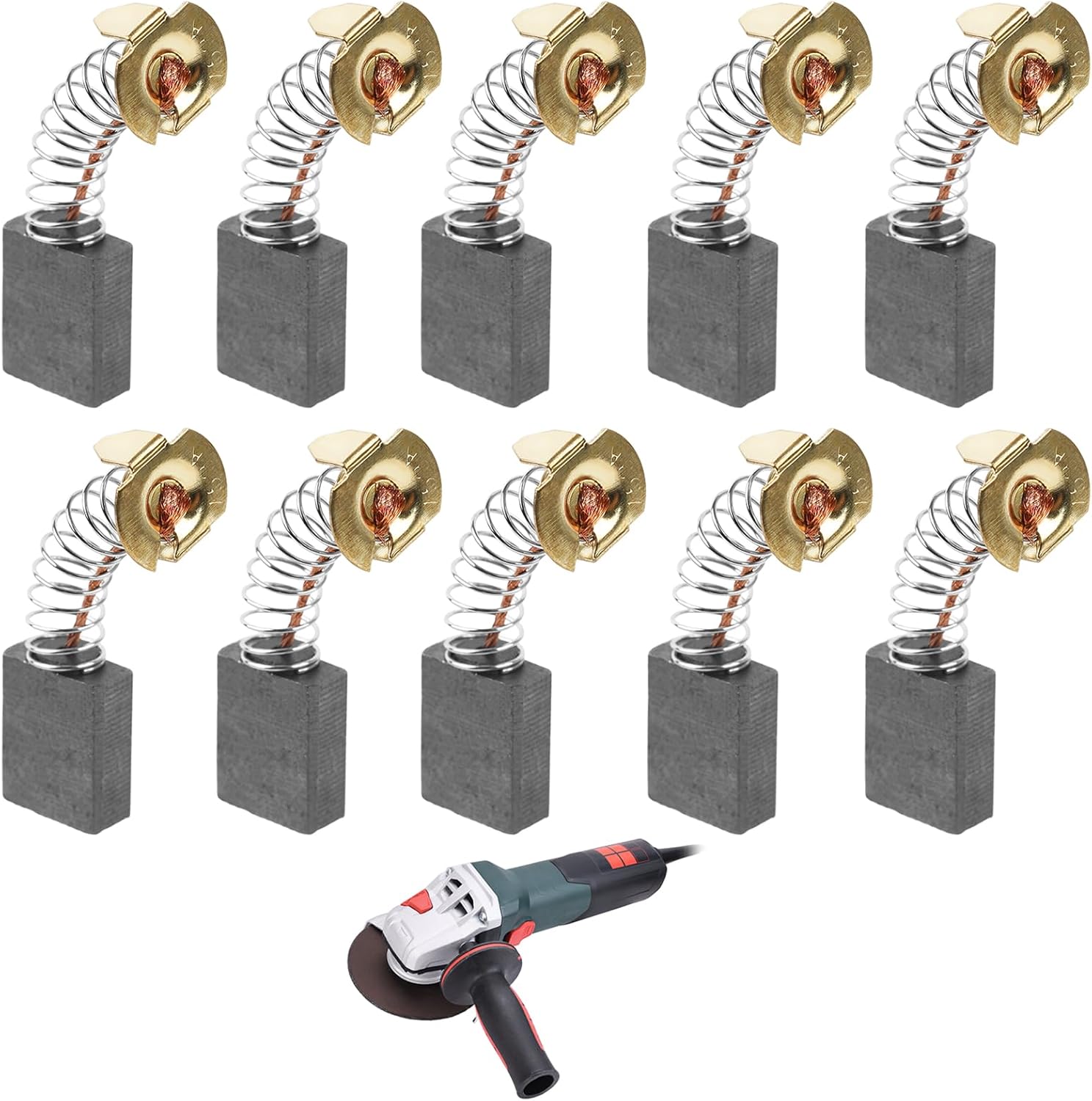 Kohlebürsten – 10er-pack – Graphit Und Metall – Für Elektromotoren, Bohrmaschinen Und Schleifmaschinen – 6,5 X 13,5 X 18 Mm