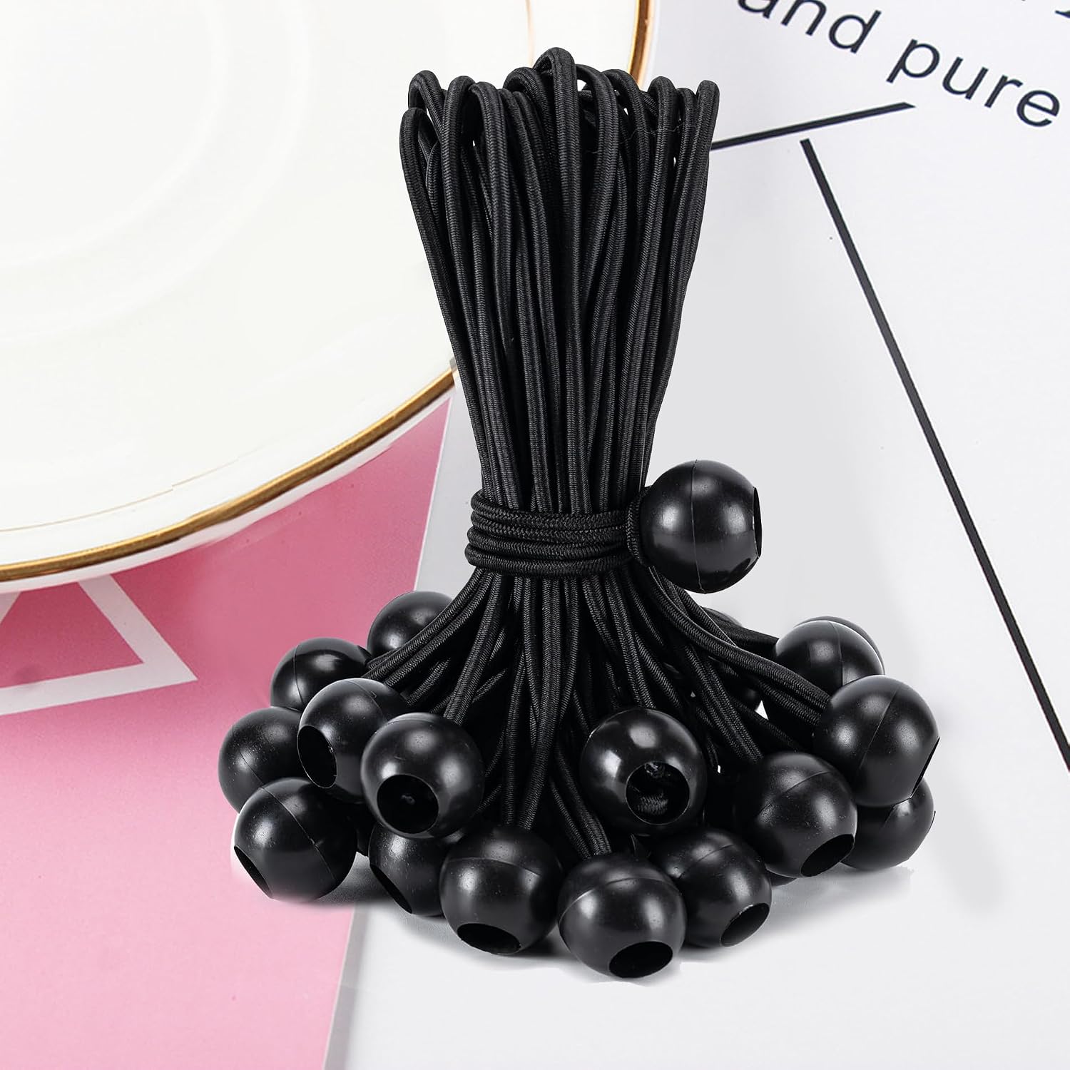 Elastische Bälle – 10er-pack – 15,2 Cm – Robustes Gummi – Planen, Markisen, Camping – Schwarz
