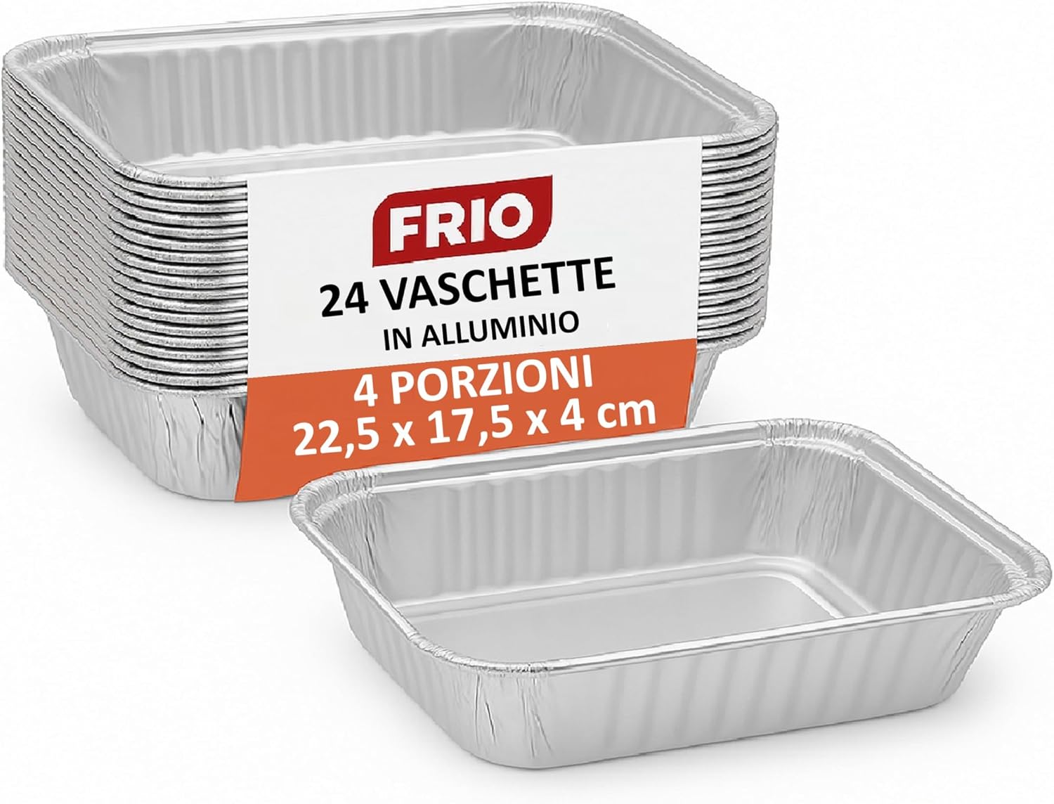 Aluminiumtablett – 24er-pack – Rechteckig, 4 Portionen – Ofen- Und Gefriergeeignet – Ideal Für Camping, Picknick Und Catering – 17,5 X 22,5 X 5,5 Cm