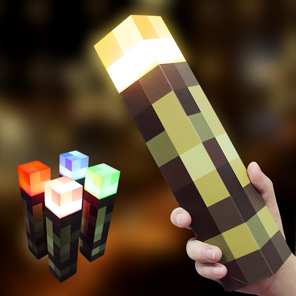 Nachtlicht-taschenlampe – 1 Stück – Abs – Flammen- Und Soundeffekt – Dekoration Für Gamer Und Kinder – 28 Cm – 4 Farben