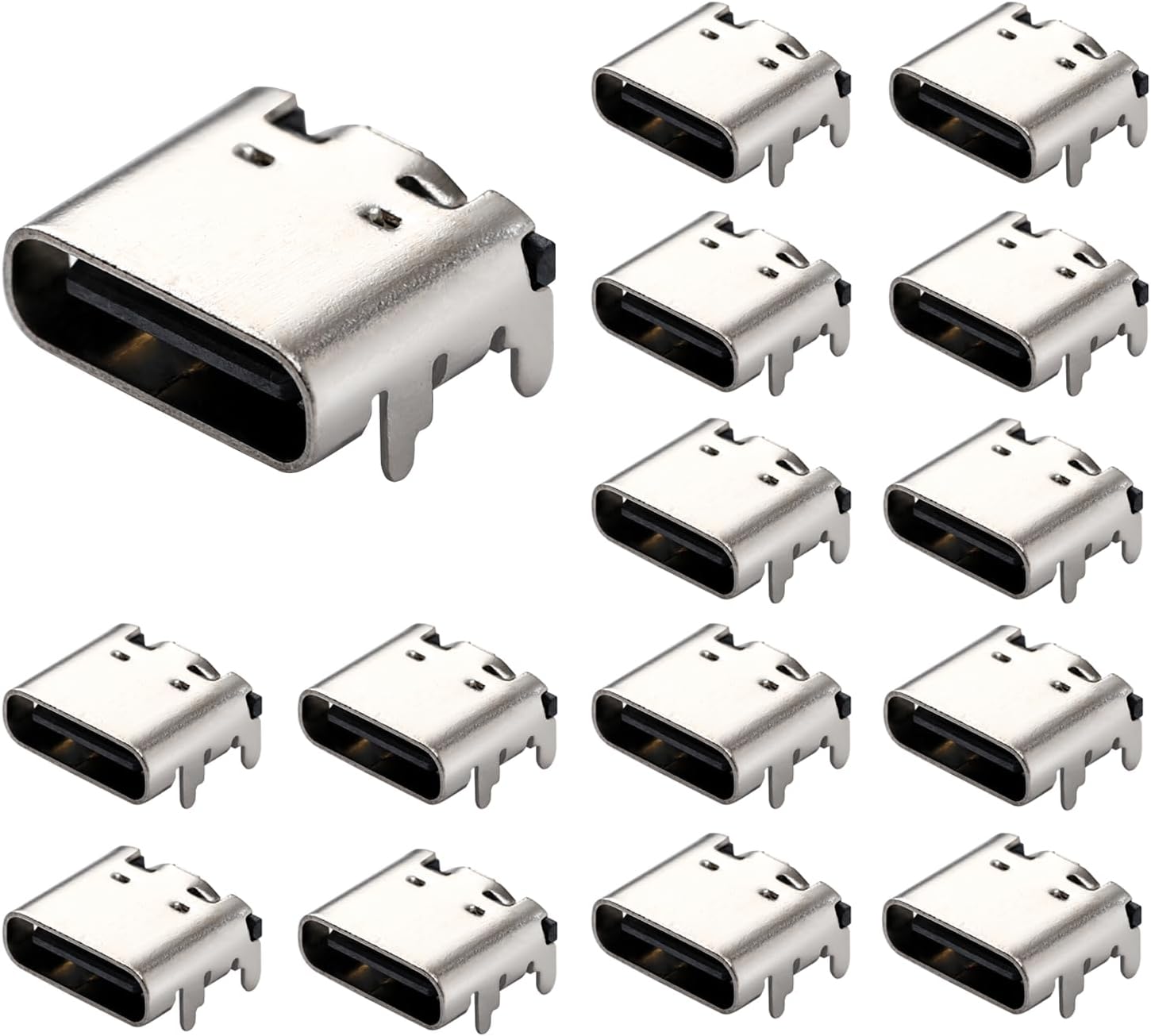 Usb-typ-c-anschluss – 15 Stück – Edelstahl – 16-polig Smd – Für Leiterplattendesign Und Diy-projekte – Schwarz