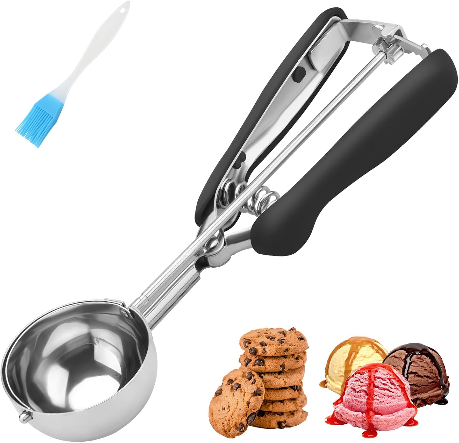 Messlöffel – 3er-set – Edelstahl – Auslösemechanismus – Für Gebäck Und Eiscreme – Größe 20