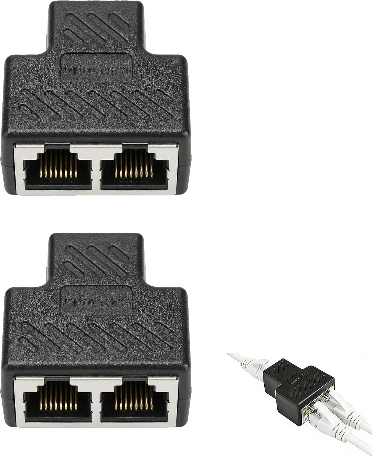 Rj45-koppler – 2er-pack – Abs – 1-zu-2-ethernet-splitter – Stabile Übertragung – Für Zuhause Und Büro