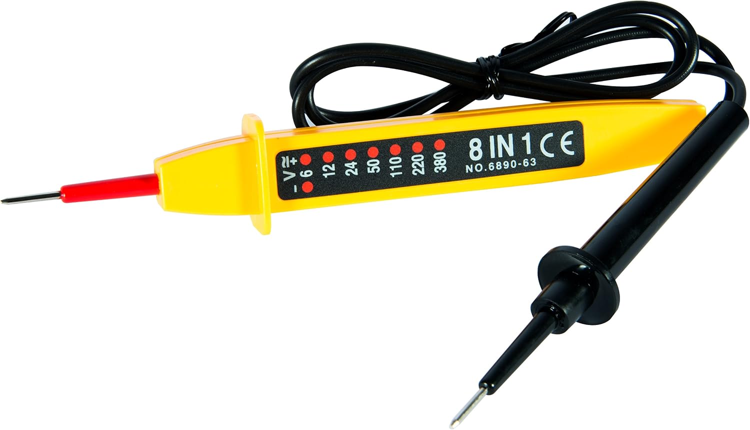 Spannungsprüfer – 1 Stück – Schwarz/gelber Kunststoff – 8 Funktionen 6–400 V – Allgemeine Elektrische Anwendungen