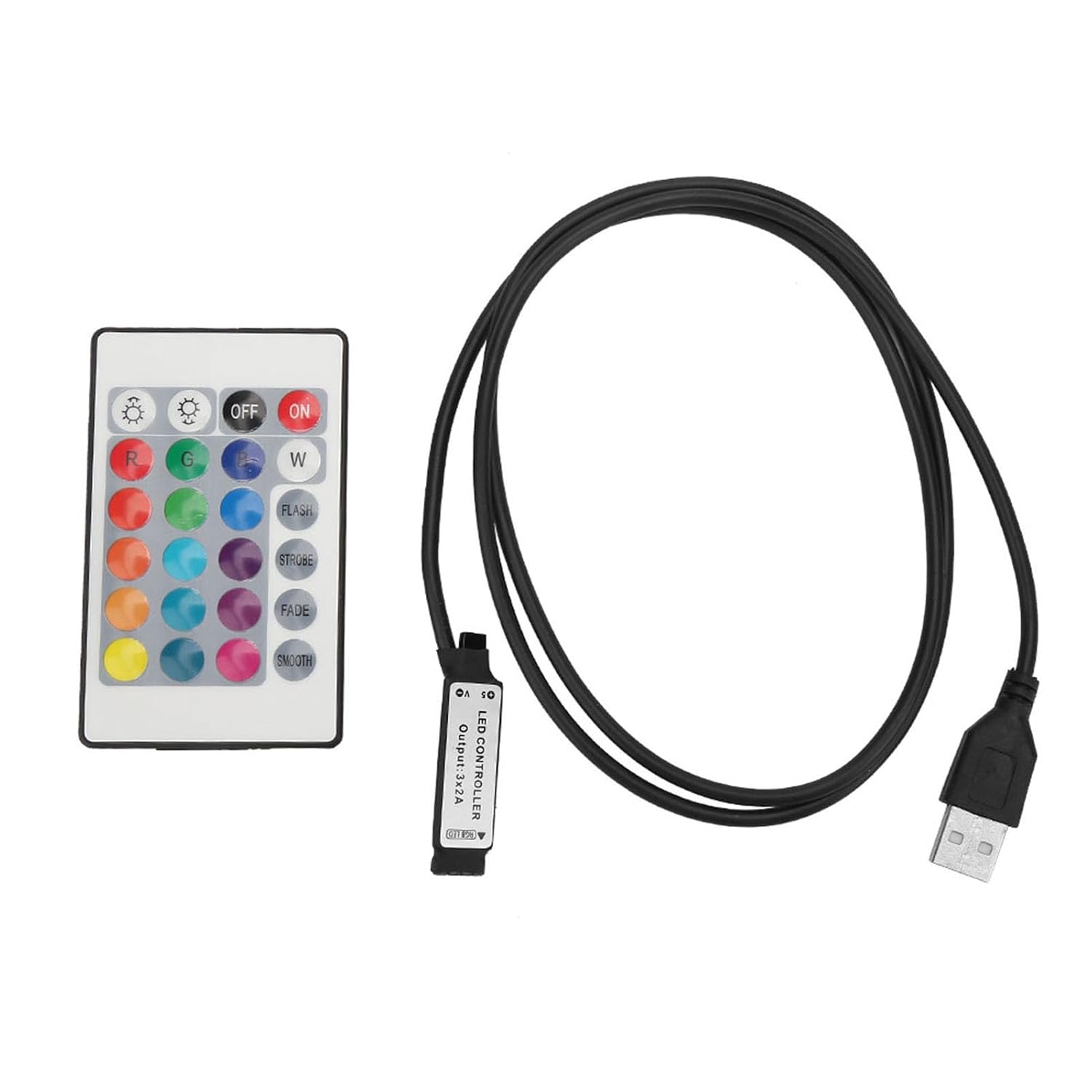 24-tasten-infrarot-fernbedienung – 1 Stück – Kunststoff – Usb-rgb-steuerung – Für Flexible Led-streifen – Schwarz