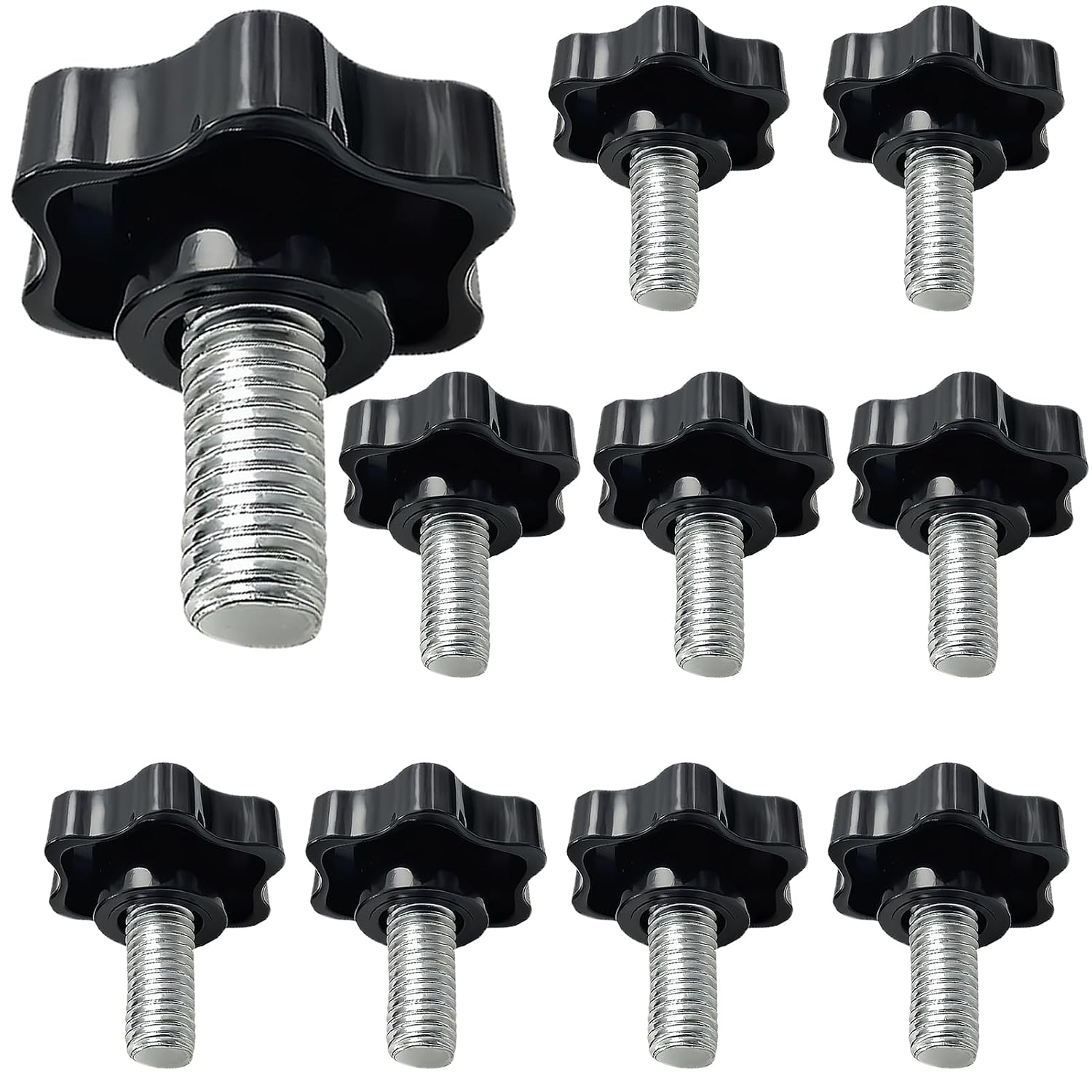 M8 X 30 Mm Flügelschrauben – 10er-pack – Stahl Und Abs – Werkzeuglose Manuelle Befestigung – Industrie Und Heimwerkerbedarf – Schwarz Und Silber