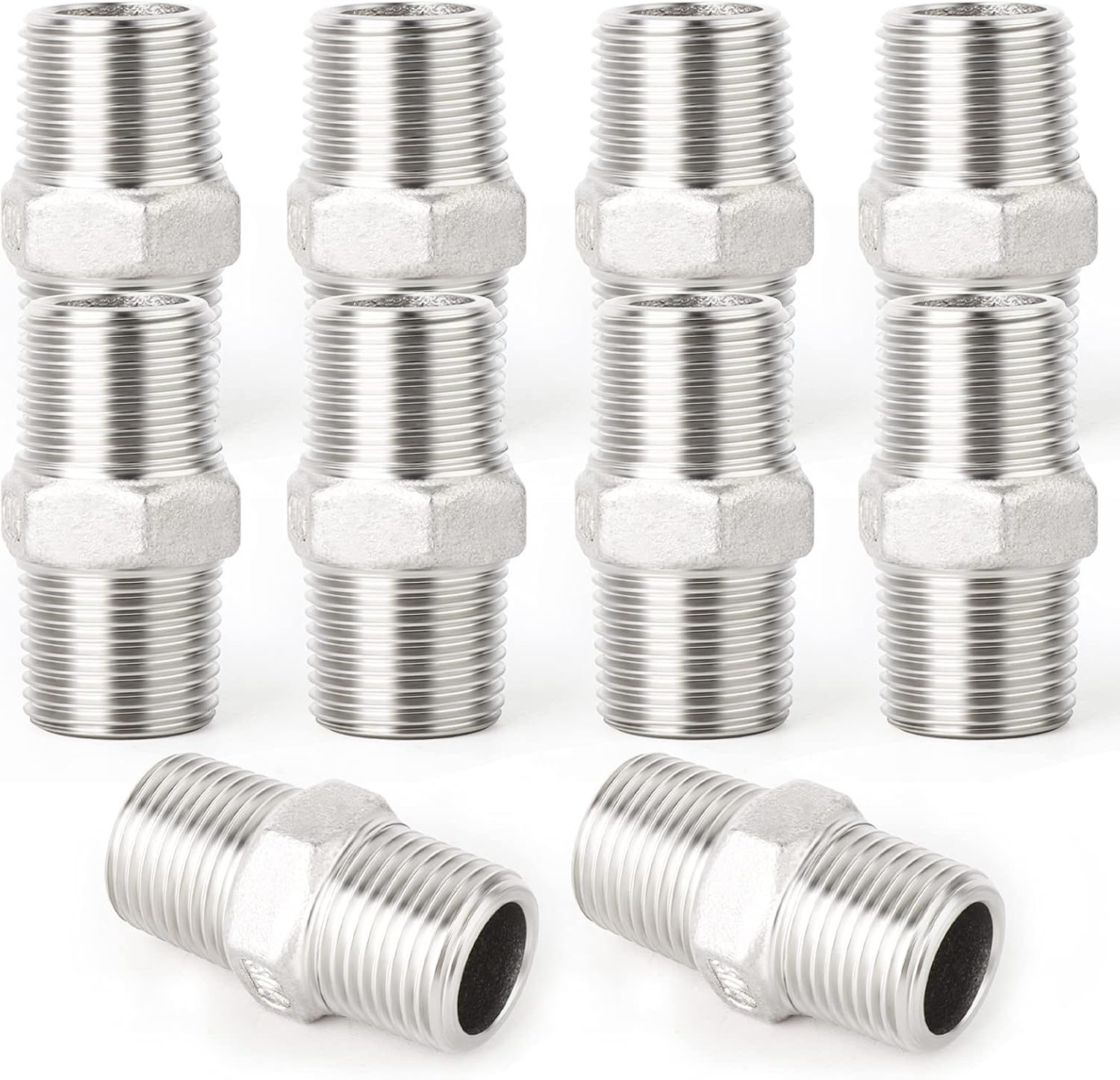 Edelstahl-rohrverschraubungen – 10er-pack – Edelstahl 304 – 1/4"-bsp-geradverbinder – Für Luft, Wasser Und Öl – Industrie Und Garten