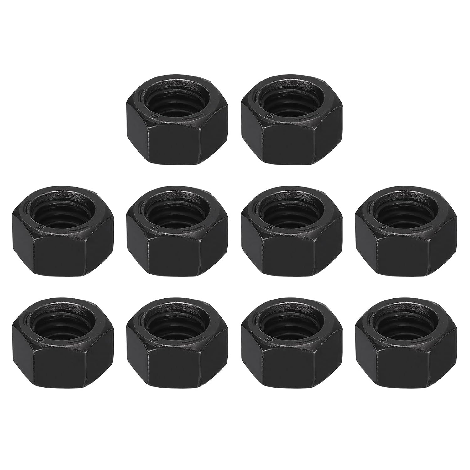Sechskantmuttern 3/8-16 – 10er-pack – Kohlenstoffstahl Der Güteklasse 8.8, Schwarz – Hochleistungsbefestigungselemente – Automobilindustrie, Bauwesen, Möbelindustrie – 1,58 Mm Gewindesteigung