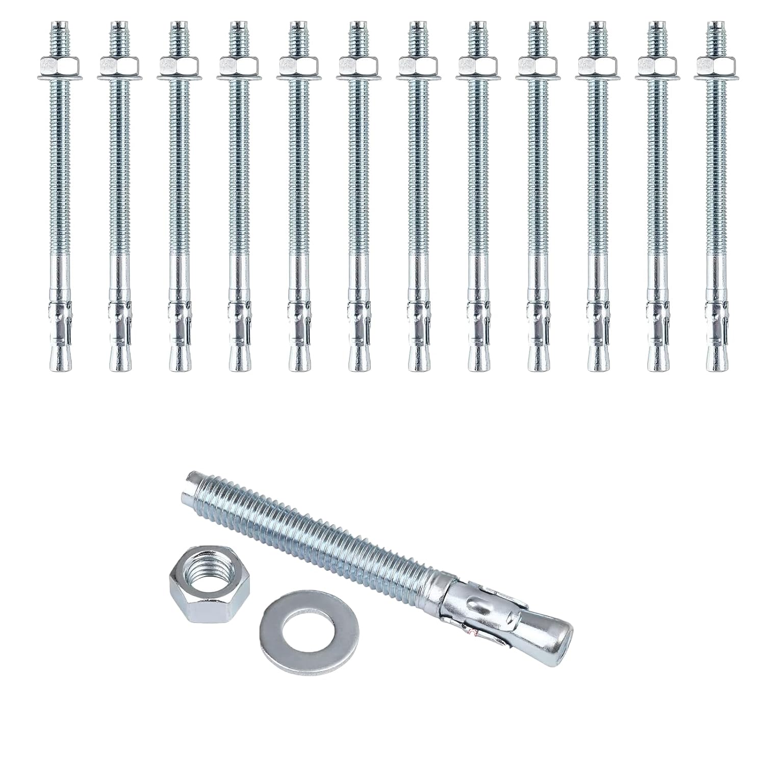 M10 Einschlaganker – 12er-pack – Verzinkter Stahl – Hochleistungs-betonbefestigung – Geländer Und Maschinen – 10 Mm Durchmesser